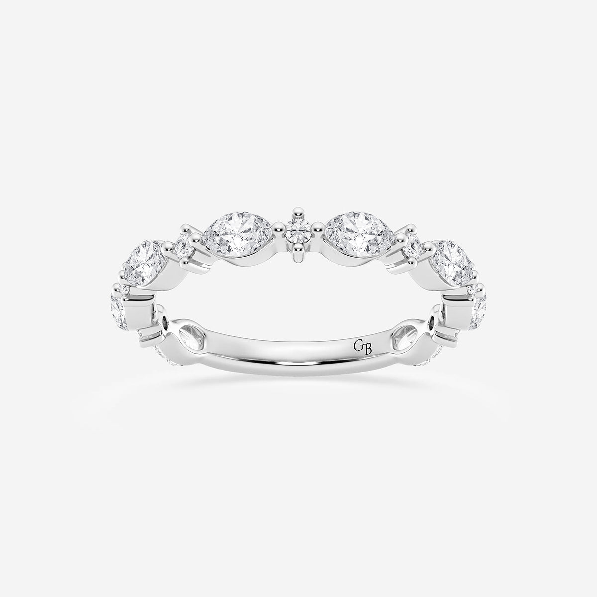 GWA017 - product video for 5/8 ctw Round and Marquise Lab Grown Diamond Alternating Wedding Band