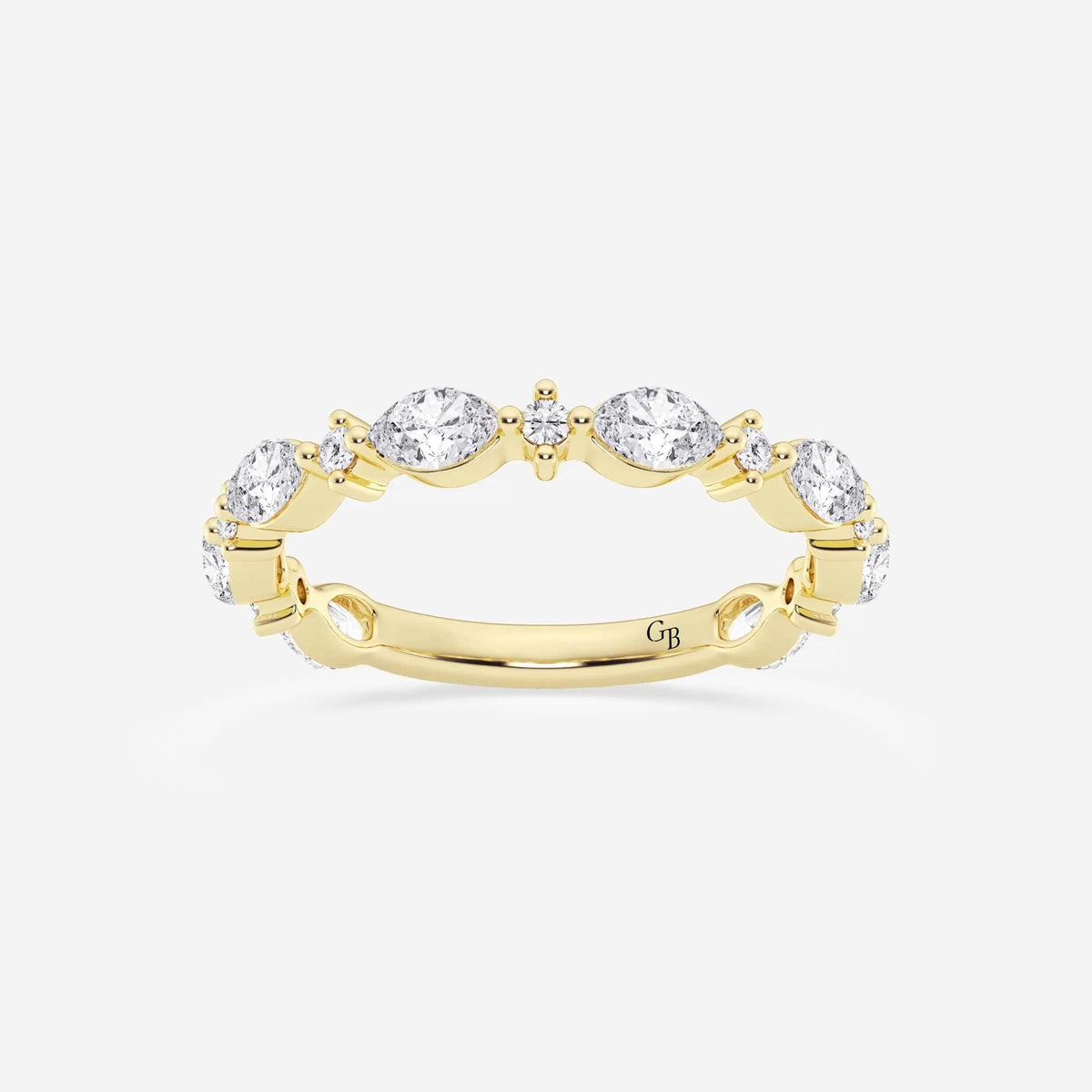 GWA017 - 5/8 ctw Round and Marquise Lab Grown Diamond Alternating Wedding Band