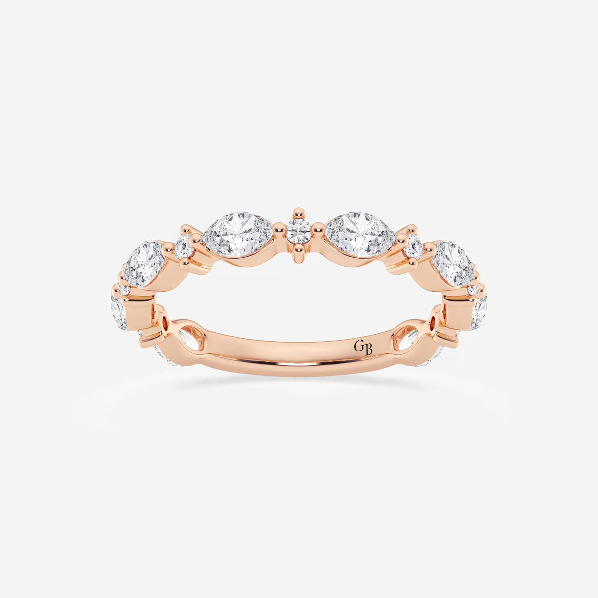 GWA017 - 5/8 ctw Round and Marquise Lab Grown Diamond Alternating Wedding Band