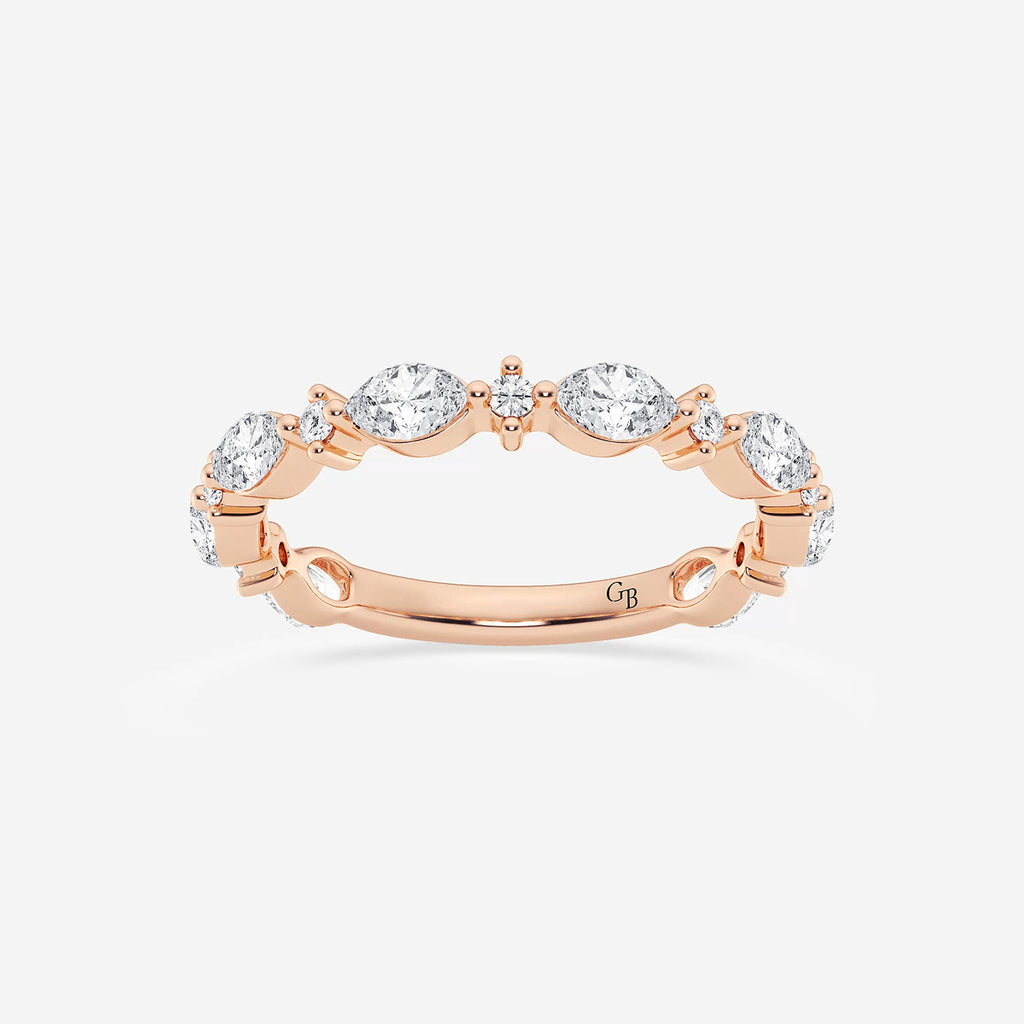 GWA017 - product video for 5/8 ctw Round and Marquise Lab Grown Diamond Alternating Wedding Band