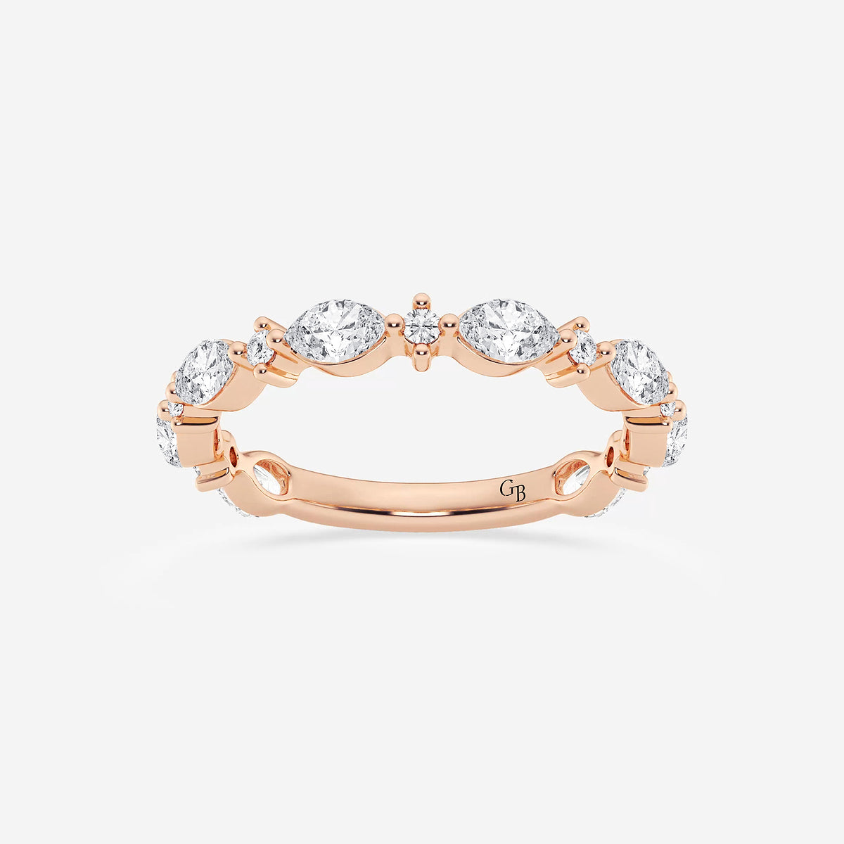 GWA017 - product video for 5/8 ctw Round and Marquise Lab Grown Diamond Alternating Wedding Band