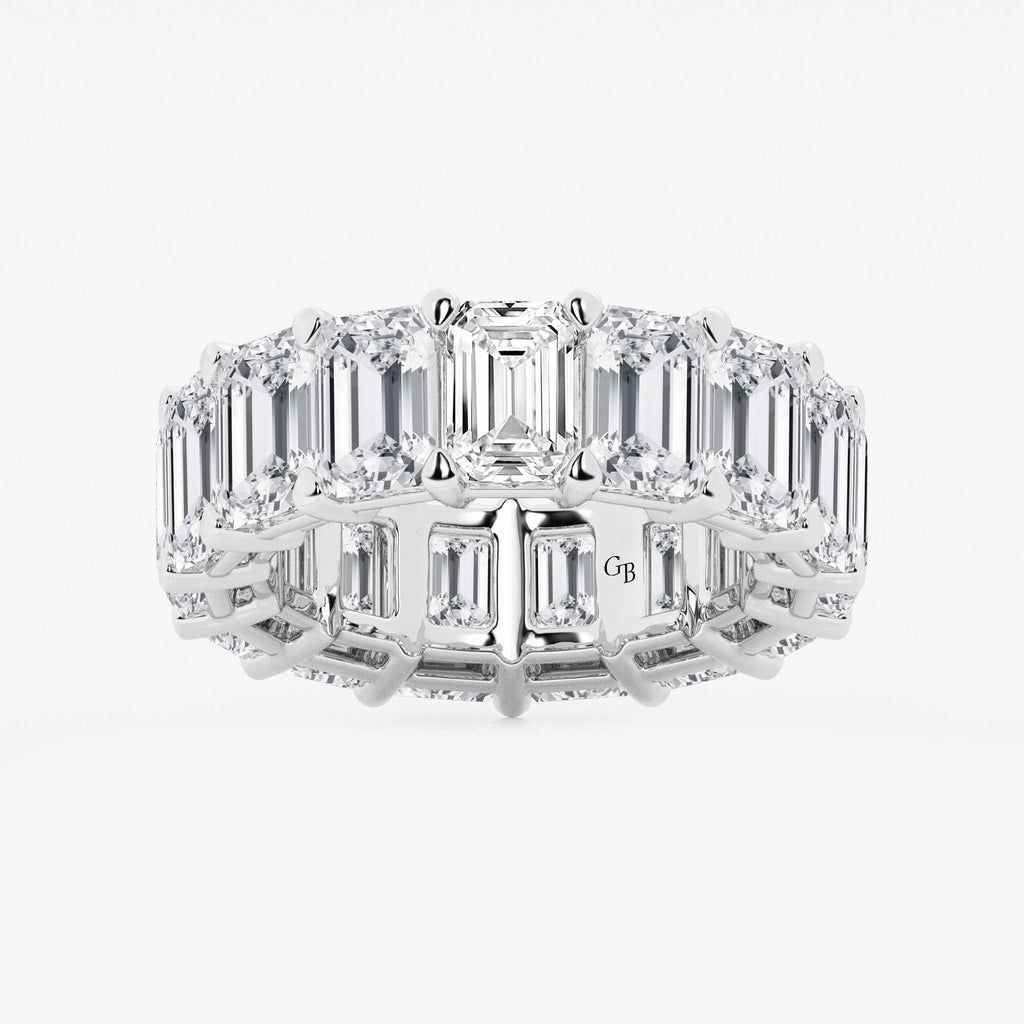 GWA022 - 15 ctw Emerald Lab Grown Diamond Cut Luxe Eternity Band - 6.8mm Width