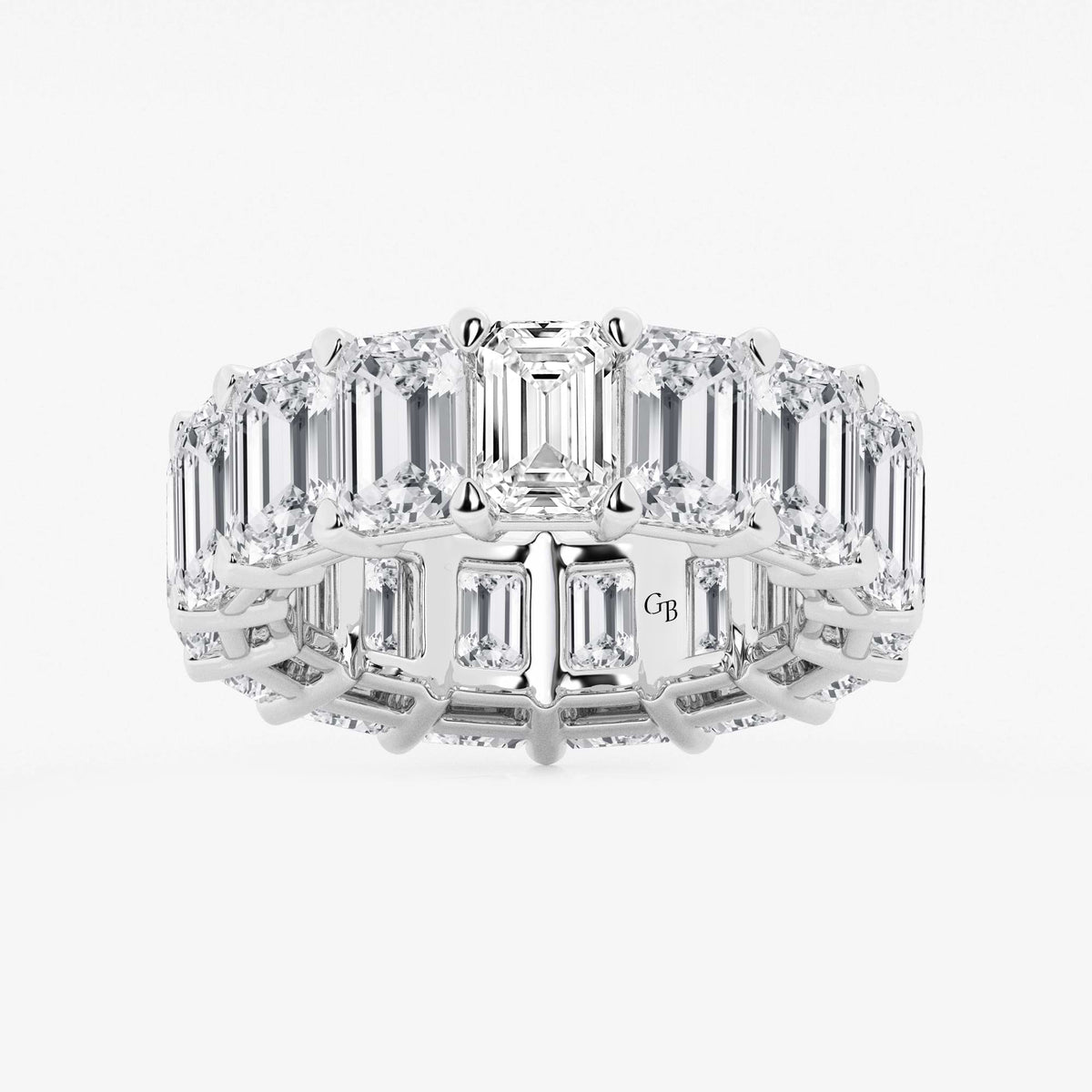 GWA022 - 15 ctw Emerald Lab Grown Diamond Cut Luxe Eternity Band - 6.8mm Width