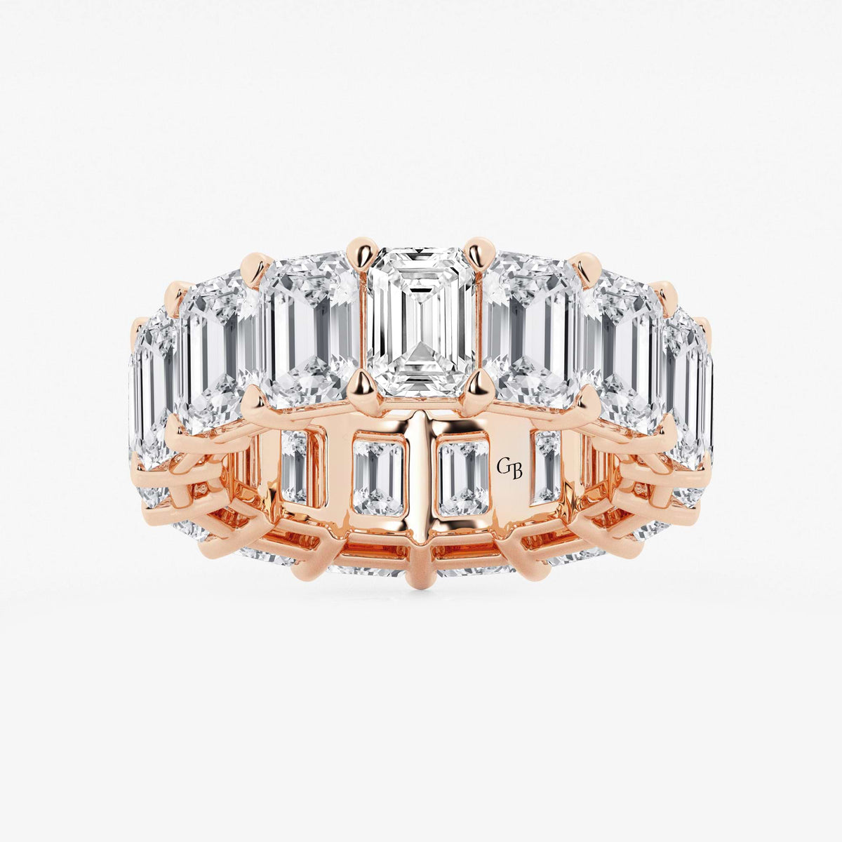 GWA022 - 15 ctw Emerald Lab Grown Diamond Cut Luxe Eternity Band - 6.8mm Width