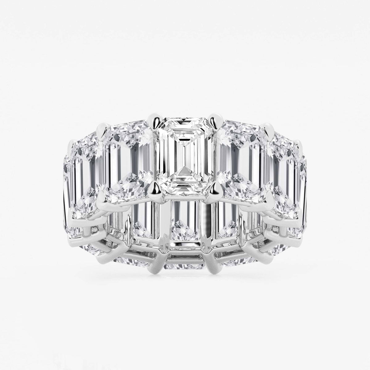 GWA022 - 25 1/5 ctw Emerald Lab Grown Diamond Cut Luxe Eternity Band - 8.7mm Width