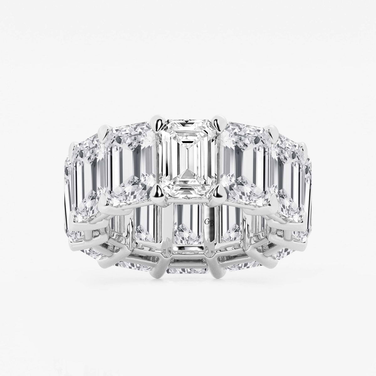 GWA022 - 25 1/5 ctw Emerald Lab Grown Diamond Cut Luxe Eternity Band - 8.7mm Width