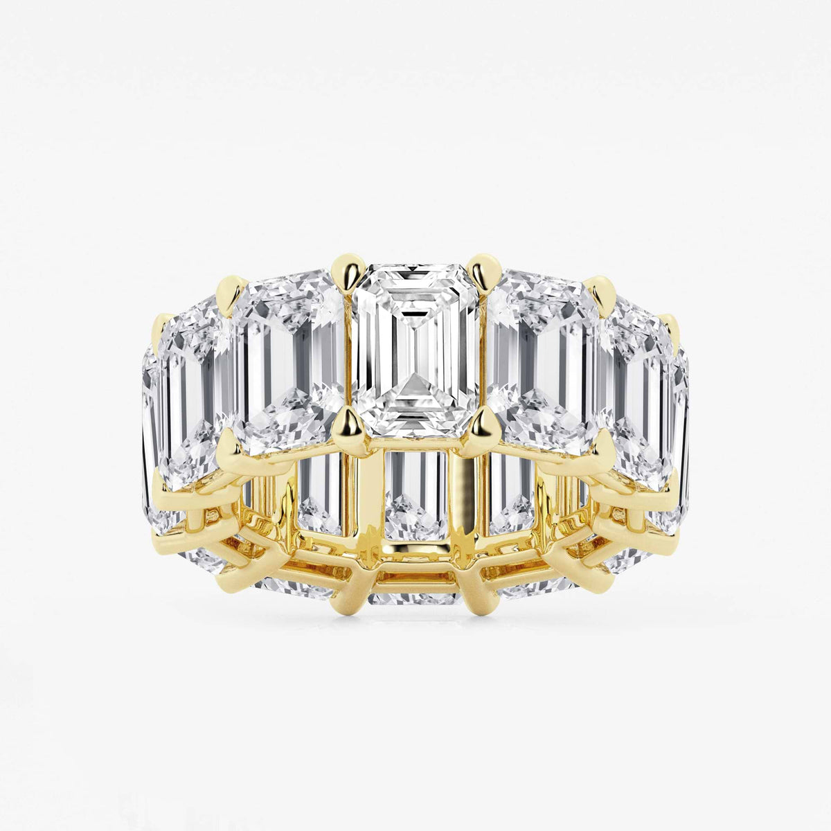 GWA022 - 25 1/5 ctw Emerald Lab Grown Diamond Cut Luxe Eternity Band - 8.7mm Width