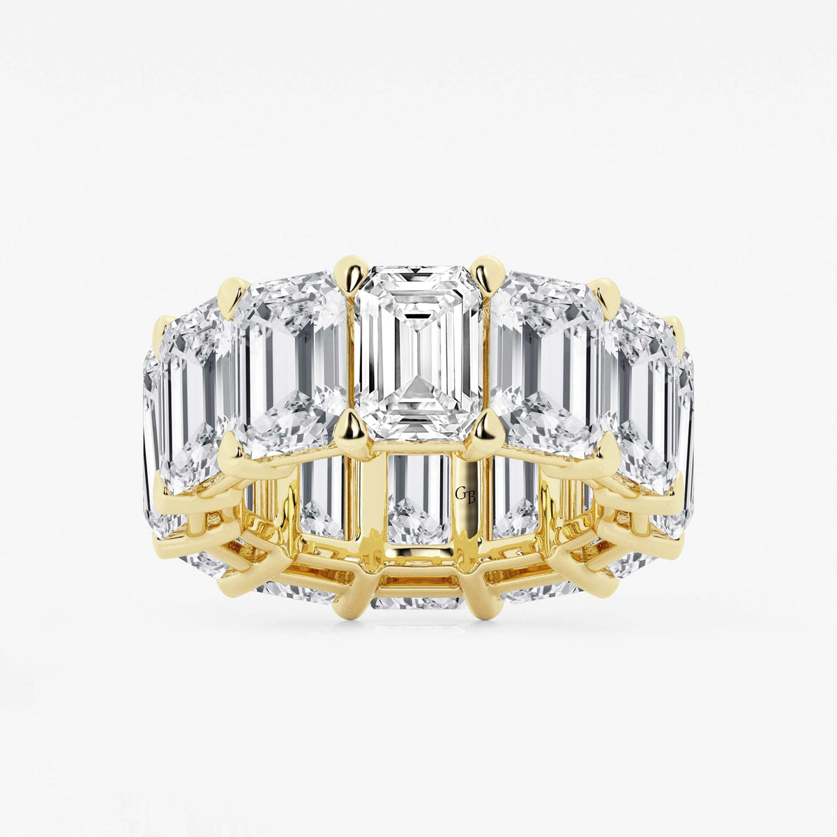 GWA022 - 25 1/5 ctw Emerald Lab Grown Diamond Cut Luxe Eternity Band - 8.7mm Width