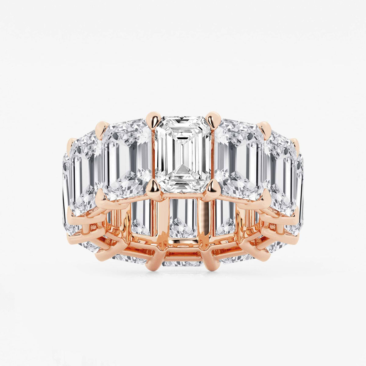 GWA022 - 25 1/5 ctw Emerald Lab Grown Diamond Cut Luxe Eternity Band - 8.7mm Width