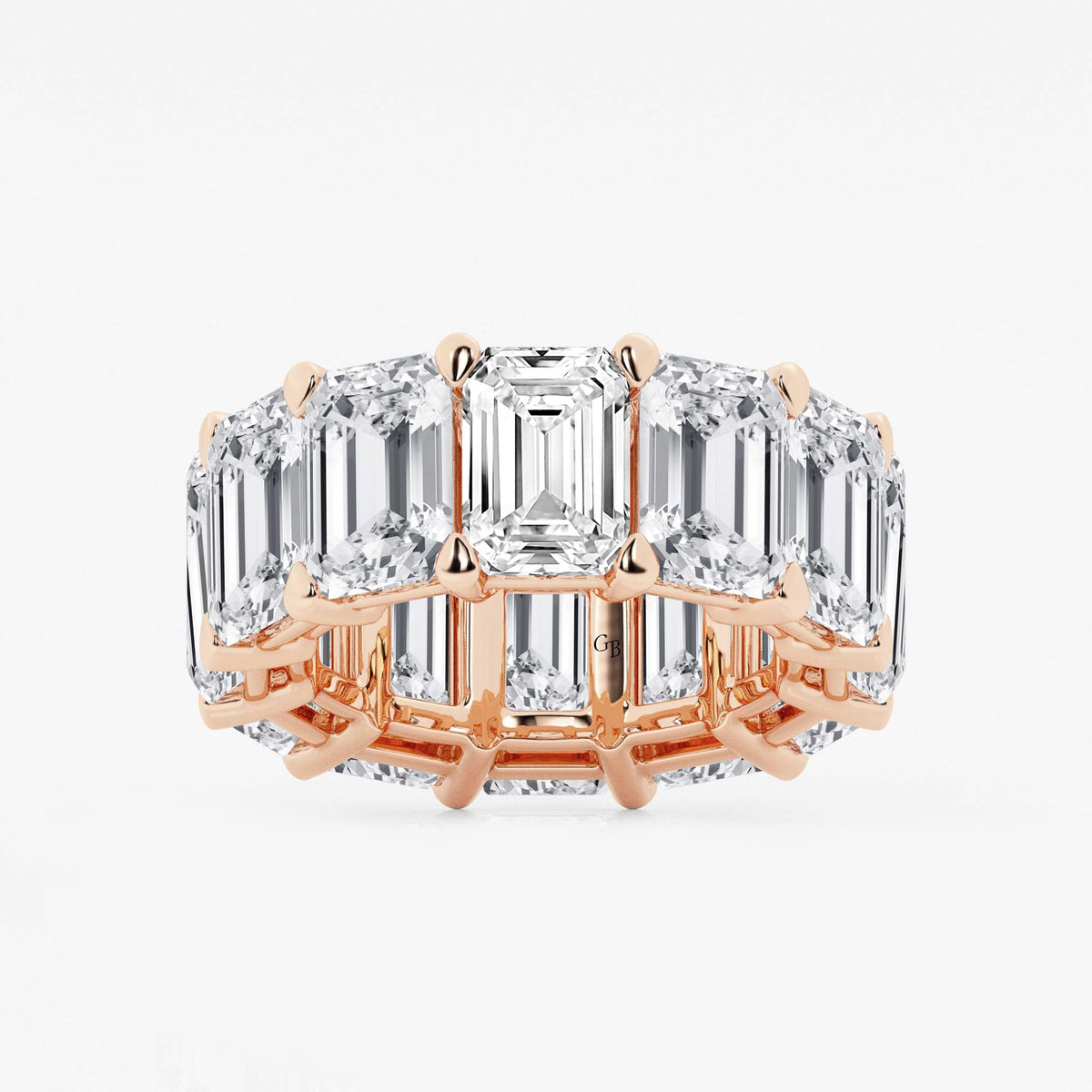 GWA022 - 25 1/5 ctw Emerald Lab Grown Diamond Cut Luxe Eternity Band - 8.7mm Width