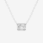 GWA024 - 1/2 ctw Emerald Lab Grown Diamond East West Bezel Set Solitaire Pendant with Adjustable Chain