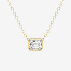 GWA024 - 1/2 ctw Emerald Lab Grown Diamond East West Bezel Set Solitaire Pendant with Adjustable Chain