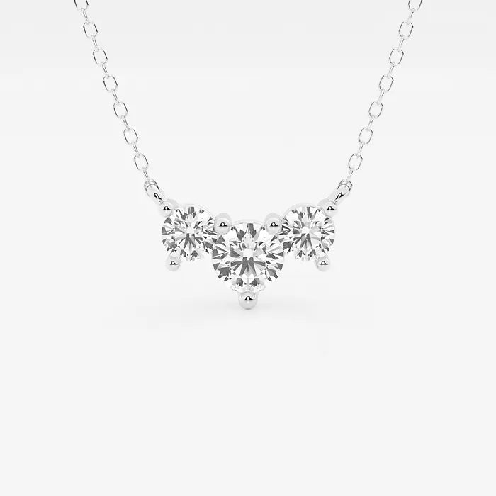 GWA027 - 1 ctw Round Lab Grown Diamond Three-Stone Pendant with Adjustable Chain