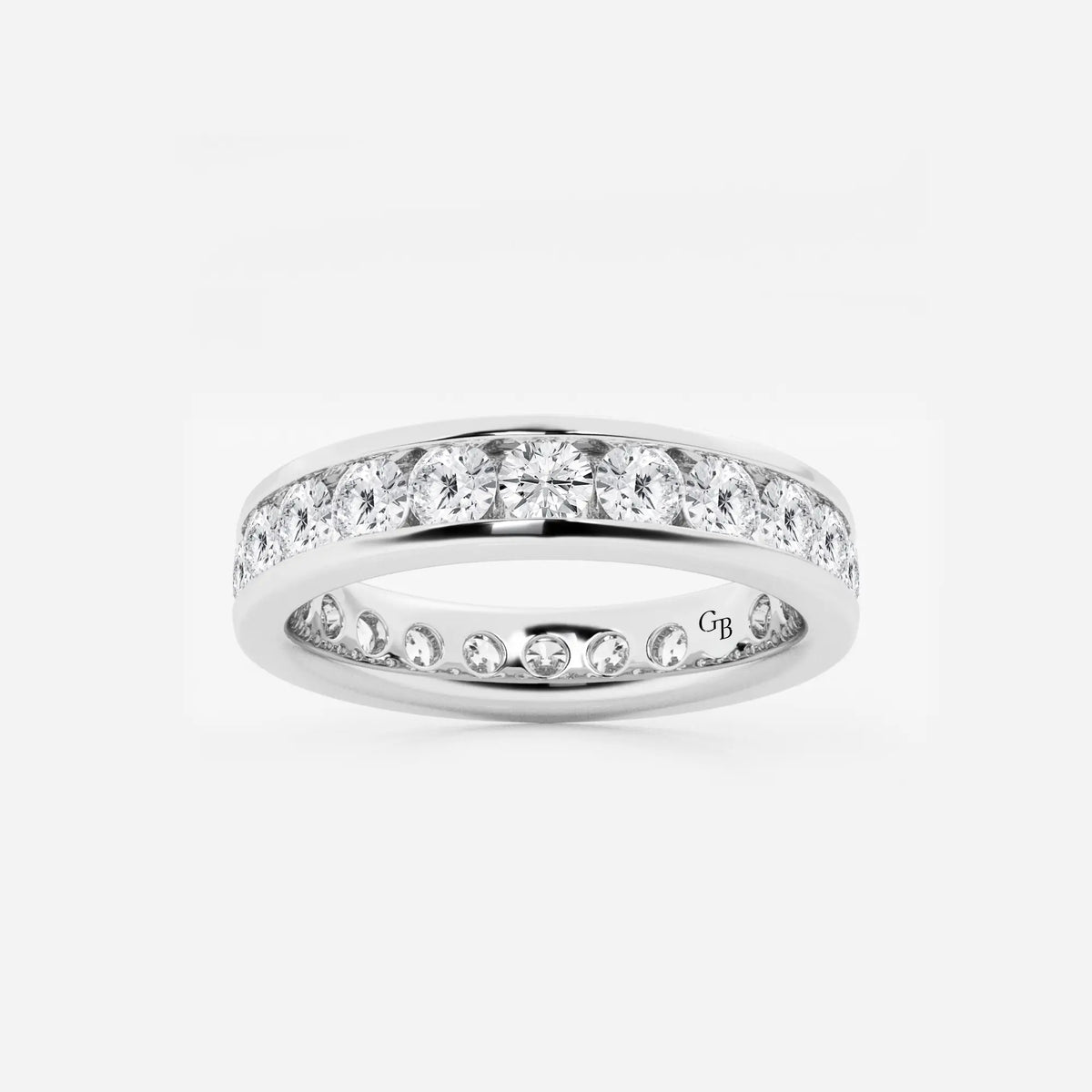 GWA030 - 2 ctw Round Lab Grown Diamond Channel Set Eternity Band - 4.1mm Width