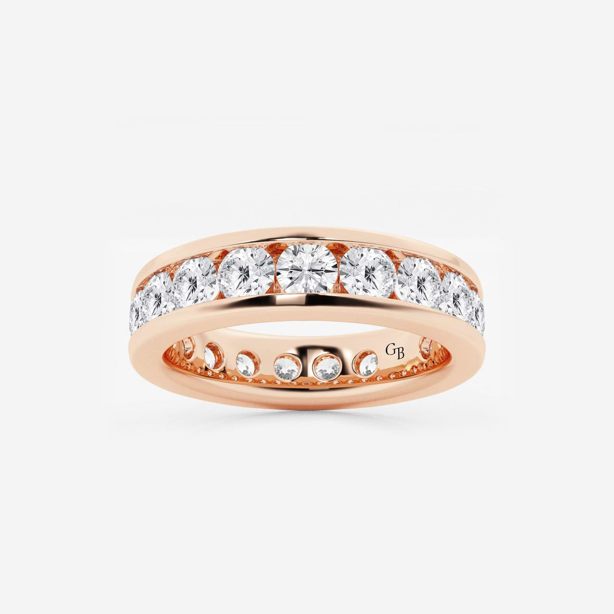 GWA030 - 3 ctw Round Lab Grown Diamond Channel Set Eternity Band - 4.8mm Width