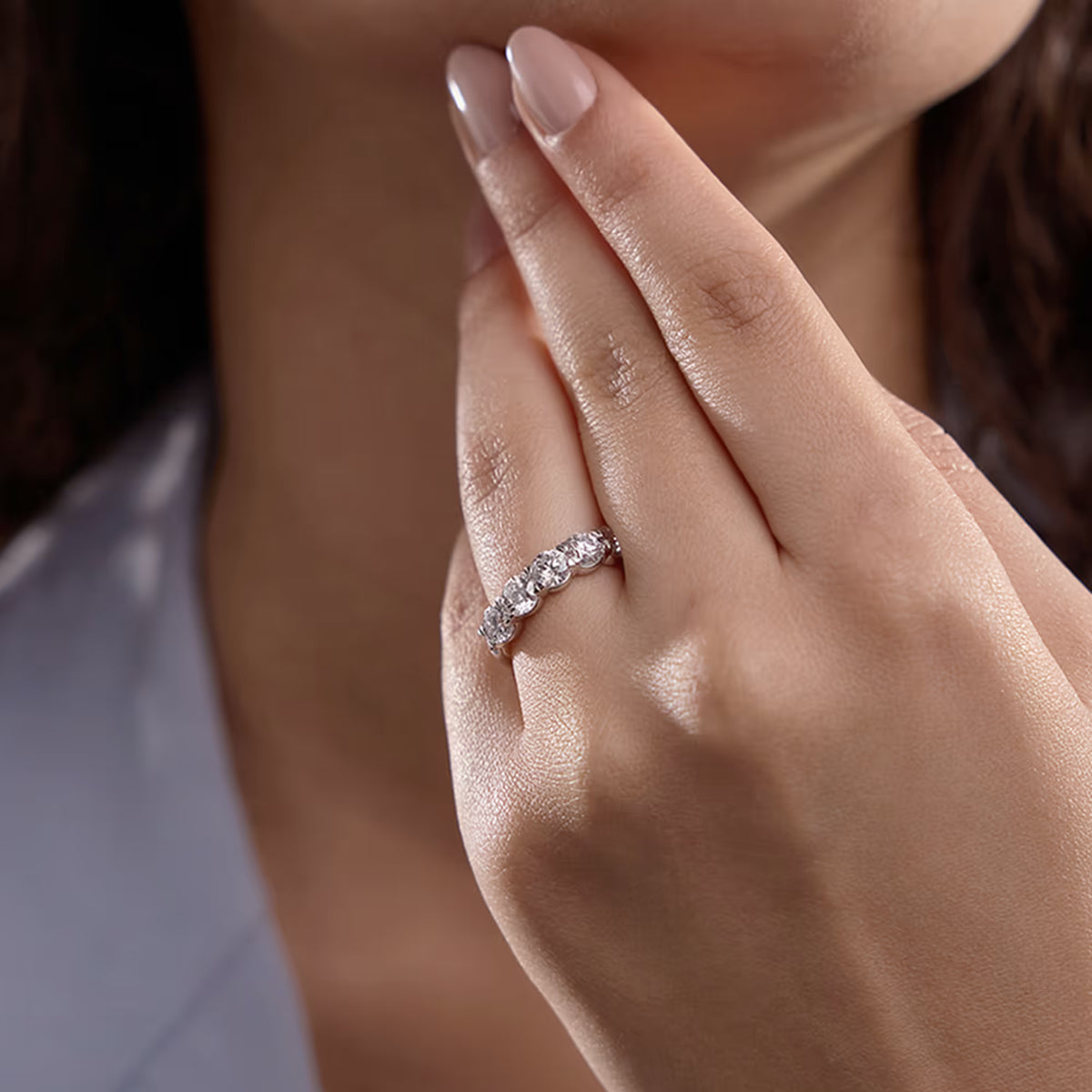 GWA031 - 1 ctw Cushion Lab Grown Diamond Five-Stone Anniversary Band