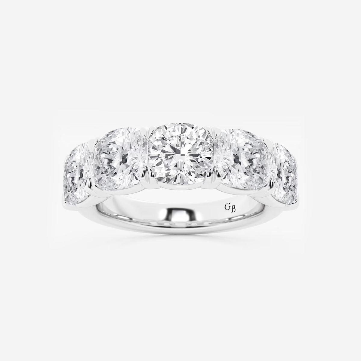GWA031 - 5 ctw Cushion Lab Grown Diamond Five-Stone Anniversary Band