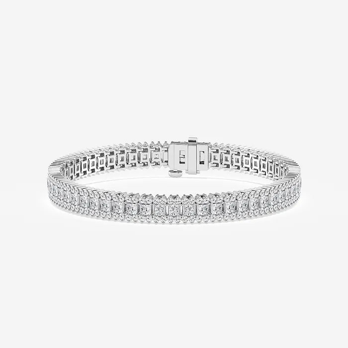 GWA033 - 6 ctw Princess Lab Grown Diamond Railroad Bracelet - 7 Inches