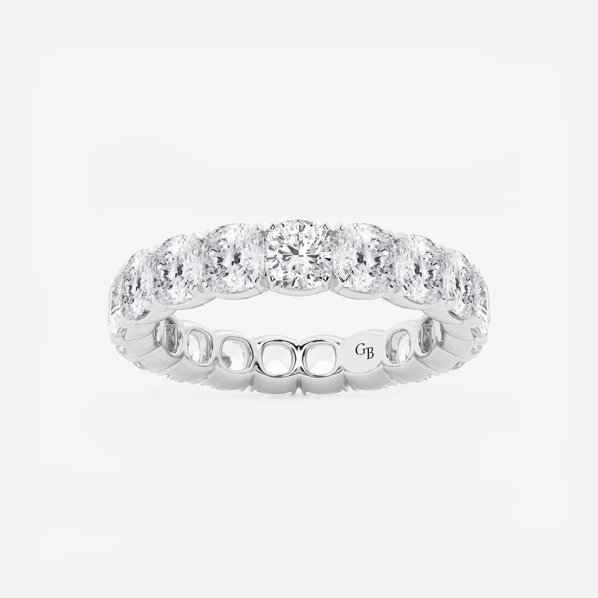 GWA033 - 5 ctw Cushion Lab Grown Diamond Eternity Band - 4.1mm Width