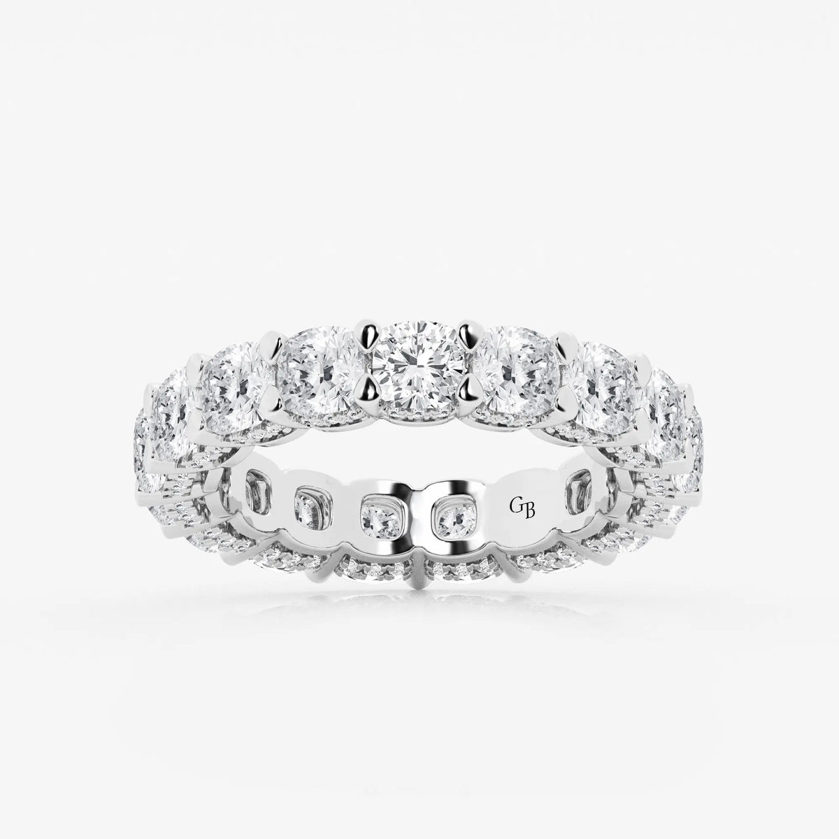 GWA035 - 6 ctw Cushion Lab Grown Diamond Eternity Band With Side Stone Accents - 4.1mm Width