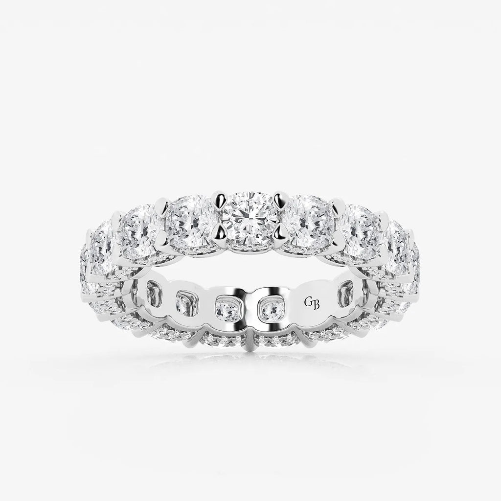 GWA035 - product video for 6 ctw Cushion Lab Grown Diamond Eternity Band With Side Stone Accents - 4.1mm Width