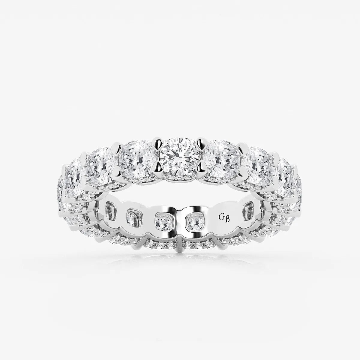 GWA035 - product video for 6 ctw Cushion Lab Grown Diamond Eternity Band With Side Stone Accents - 4.1mm Width