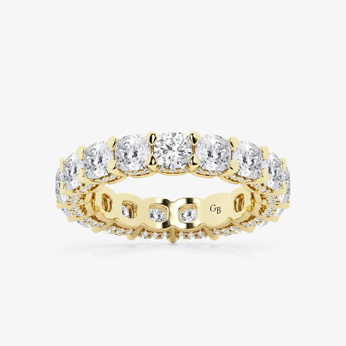 GWA035 - 6 ctw Cushion Lab Grown Diamond Eternity Band With Side Stone Accents - 4.1mm Width
