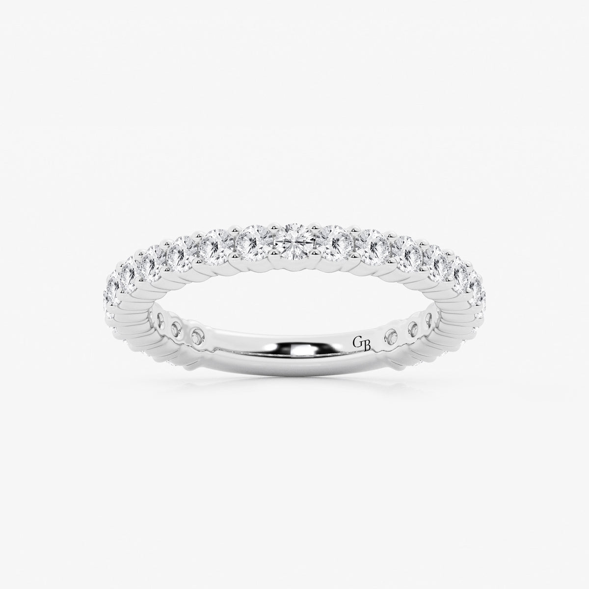 GWA036 - 1 ctw Round Lab Grown Diamond Three Quarter Eternity Shared Prong Wedding Band