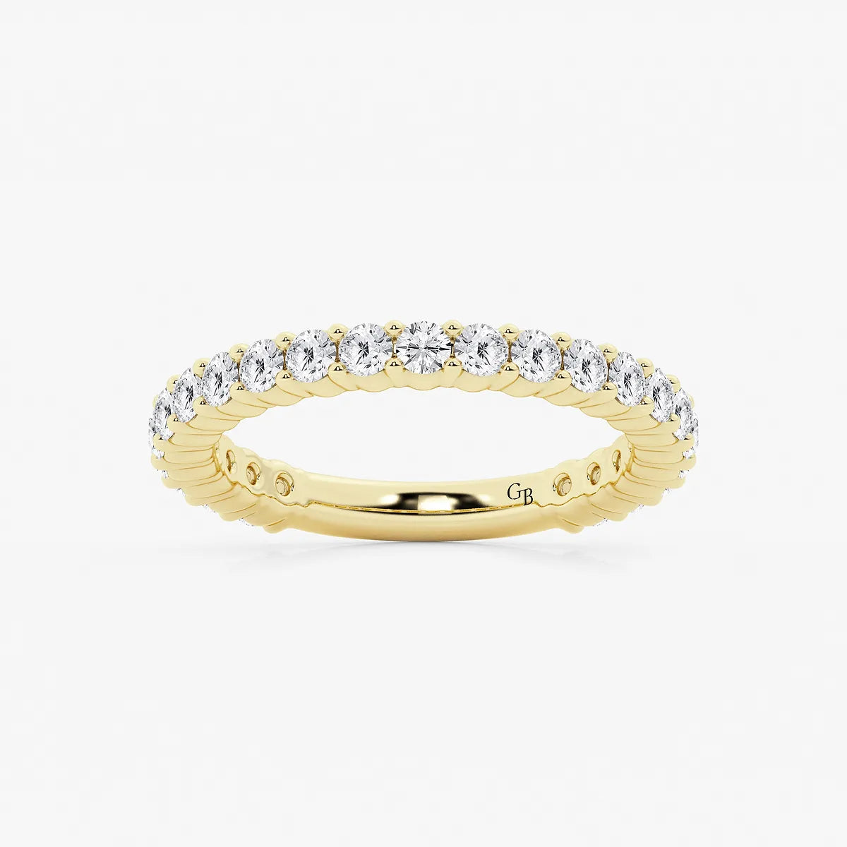 GWA036 - product video for 1 ctw Round Lab Grown Diamond Three Quarter Eternity Shared Prong Wedding Band