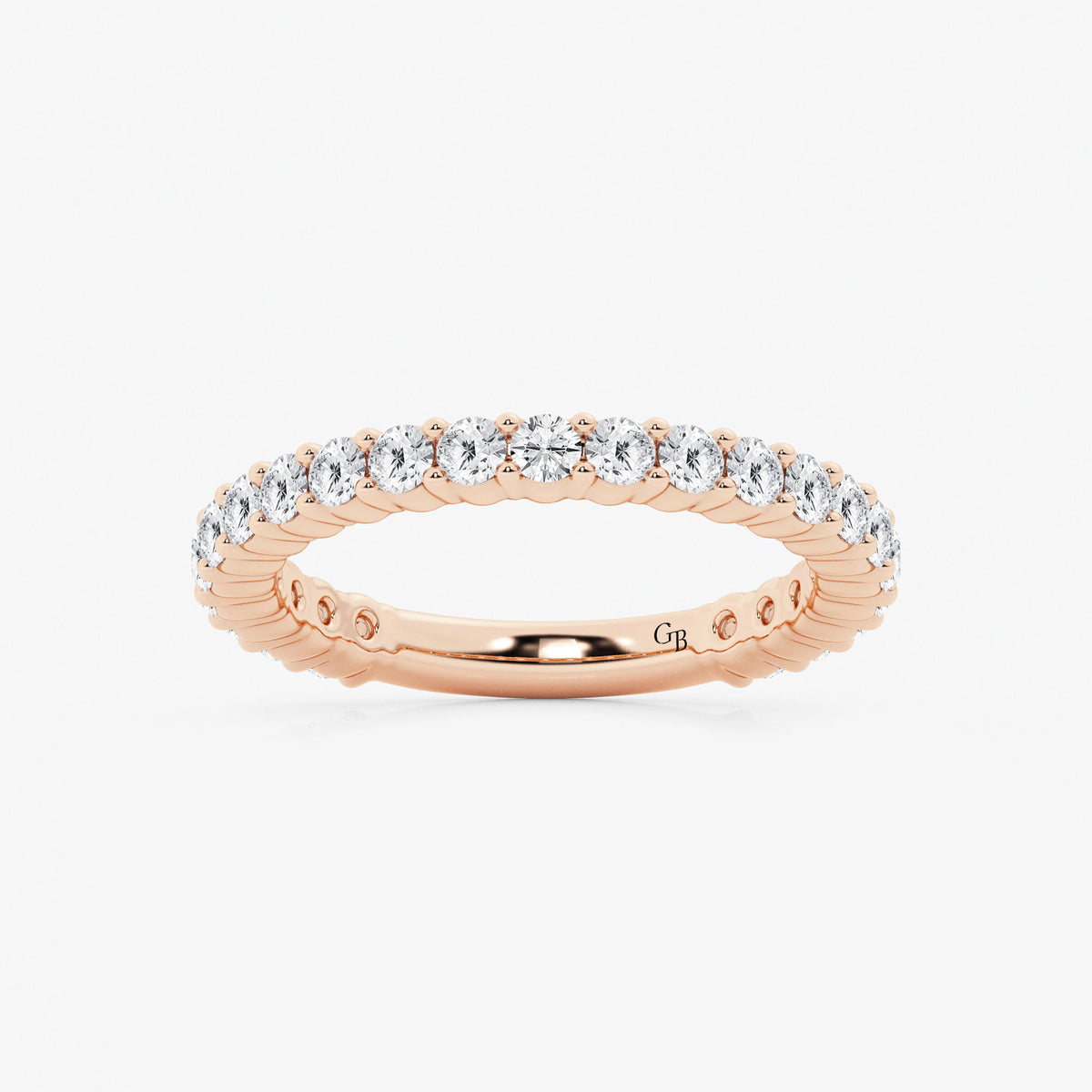 GWA036 - 1 ctw Round Lab Grown Diamond Three Quarter Eternity Shared Prong Wedding Band