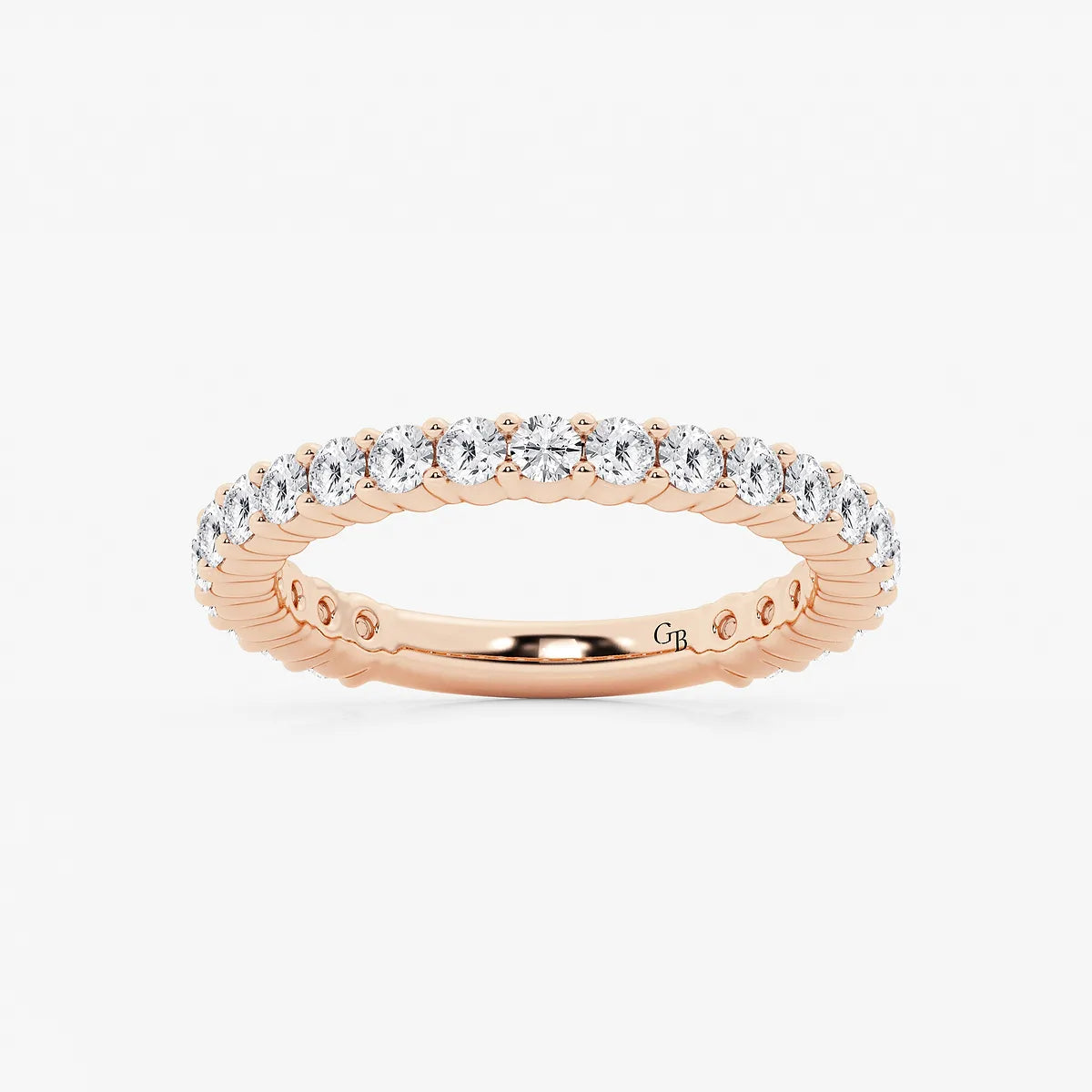 GWA036 - product video for 1 ctw Round Lab Grown Diamond Three Quarter Eternity Shared Prong Wedding Band