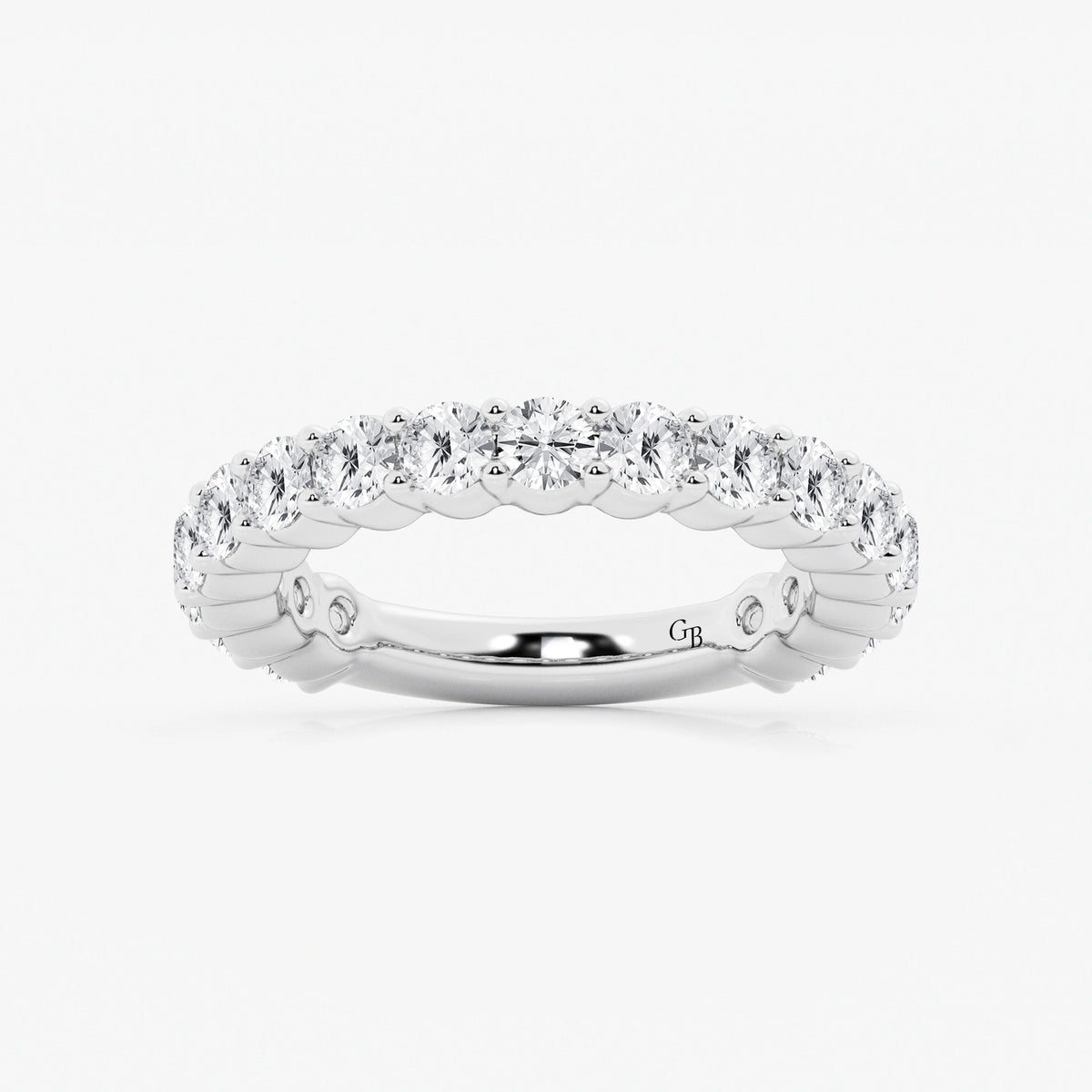 GWA036 - 2 ctw Round Lab Grown Diamond Three Quarter Eternity Shared Prong Wedding Band