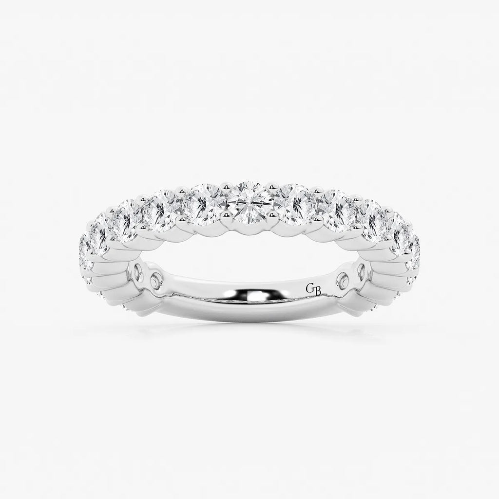 GWA036 - product video for 2 ctw Round Lab Grown Diamond Three Quarter Eternity Shared Prong Wedding Band
