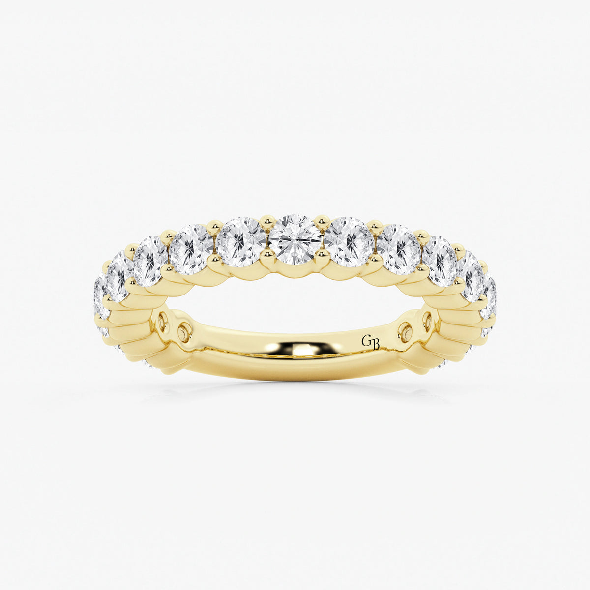 GWA036 - 2 ctw Round Lab Grown Diamond Three Quarter Eternity Shared Prong Wedding Band