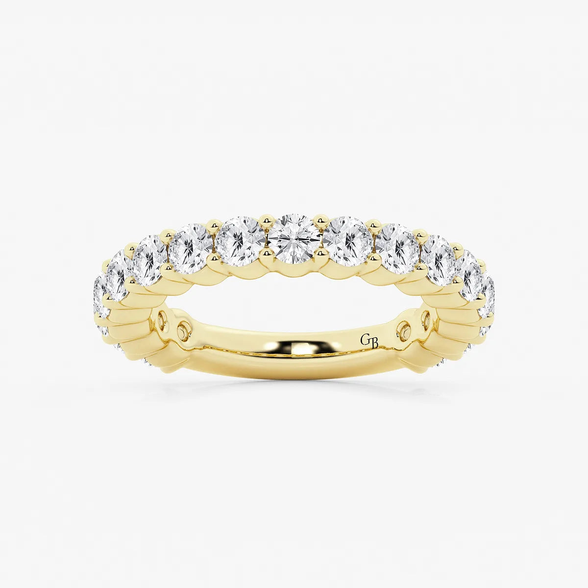 GWA036 - product video for 2 ctw Round Lab Grown Diamond Three Quarter Eternity Shared Prong Wedding Band