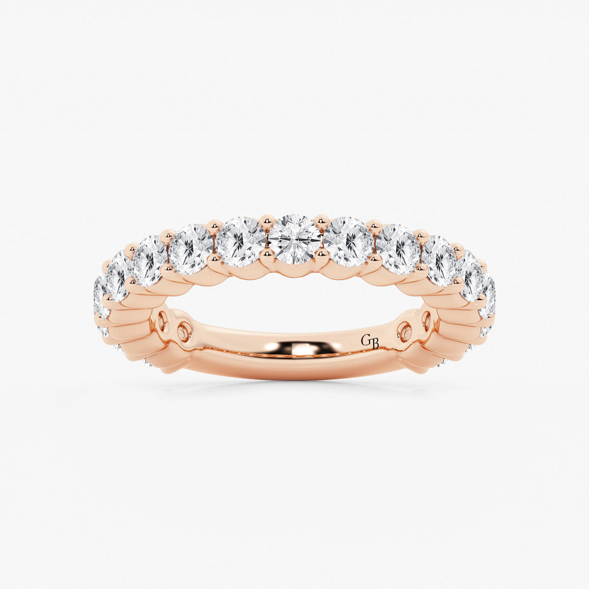 GWA036 - 2 ctw Round Lab Grown Diamond Three Quarter Eternity Shared Prong Wedding Band