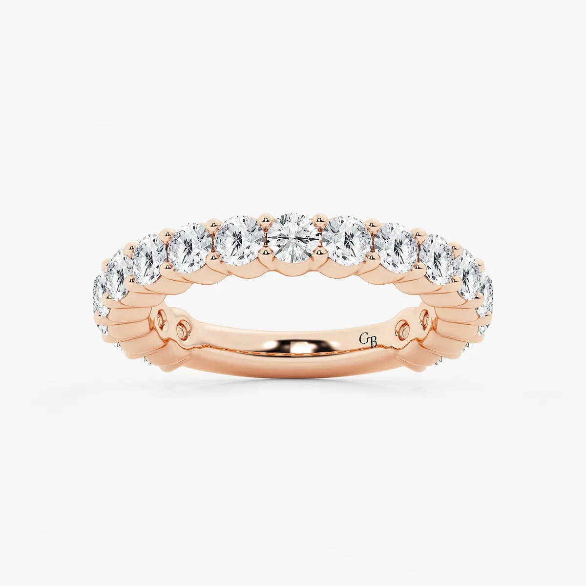 GWA036 - product video for 2 ctw Round Lab Grown Diamond Three Quarter Eternity Shared Prong Wedding Band