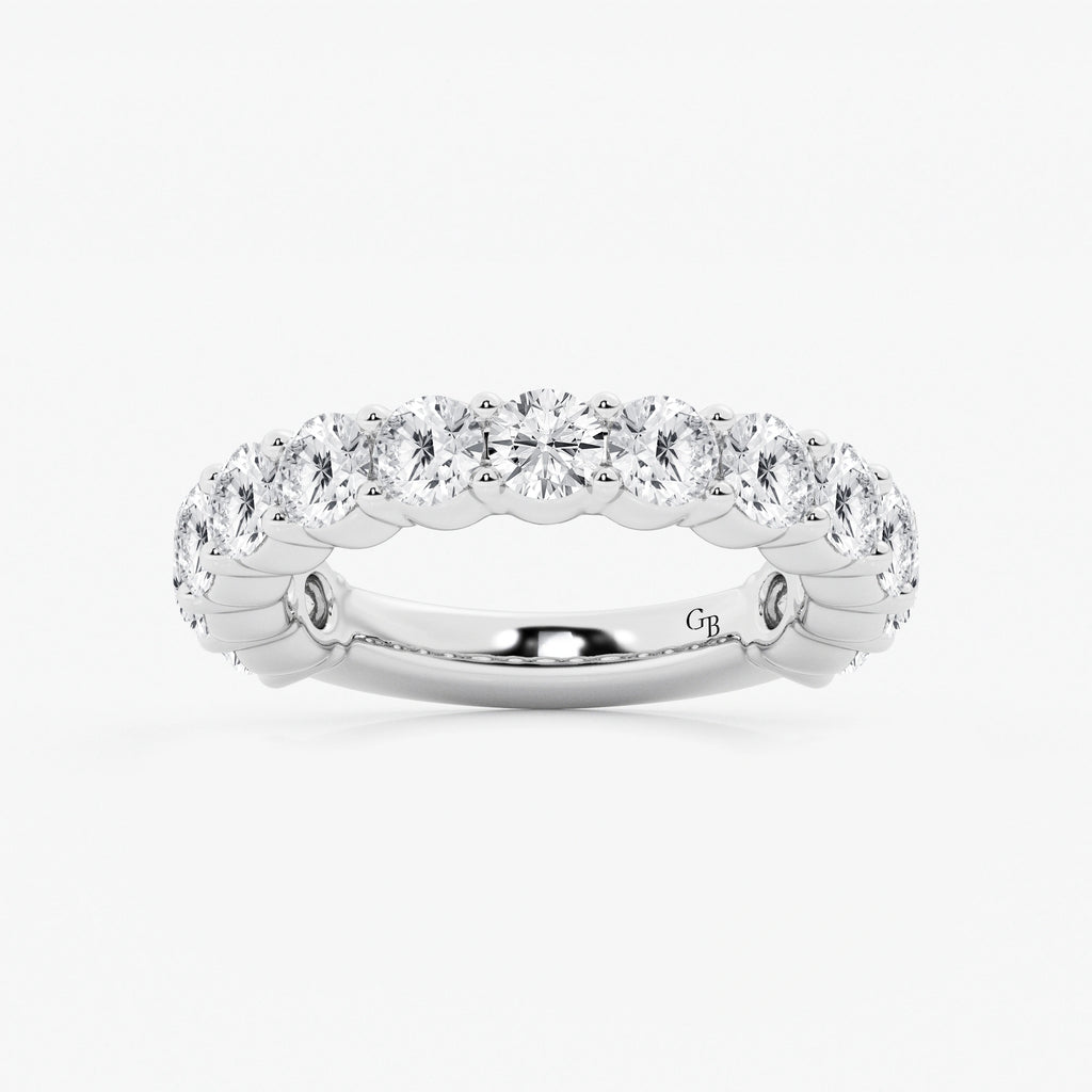 GWA036 - 3 ctw Round Lab Grown Diamond Three Quarter Eternity Shared Prong Wedding Band