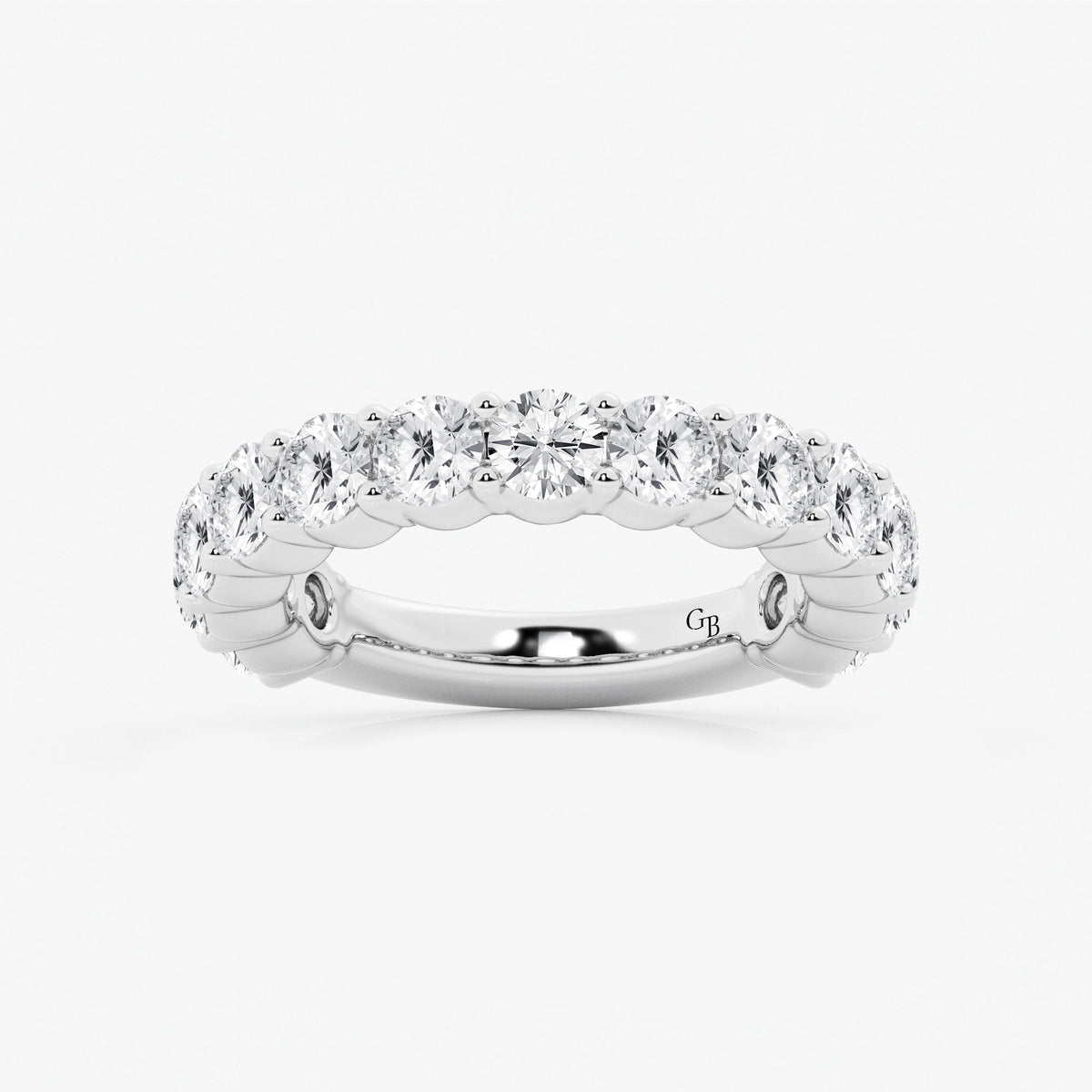 GWA036 - 3 ctw Round Lab Grown Diamond Three Quarter Eternity Shared Prong Wedding Band