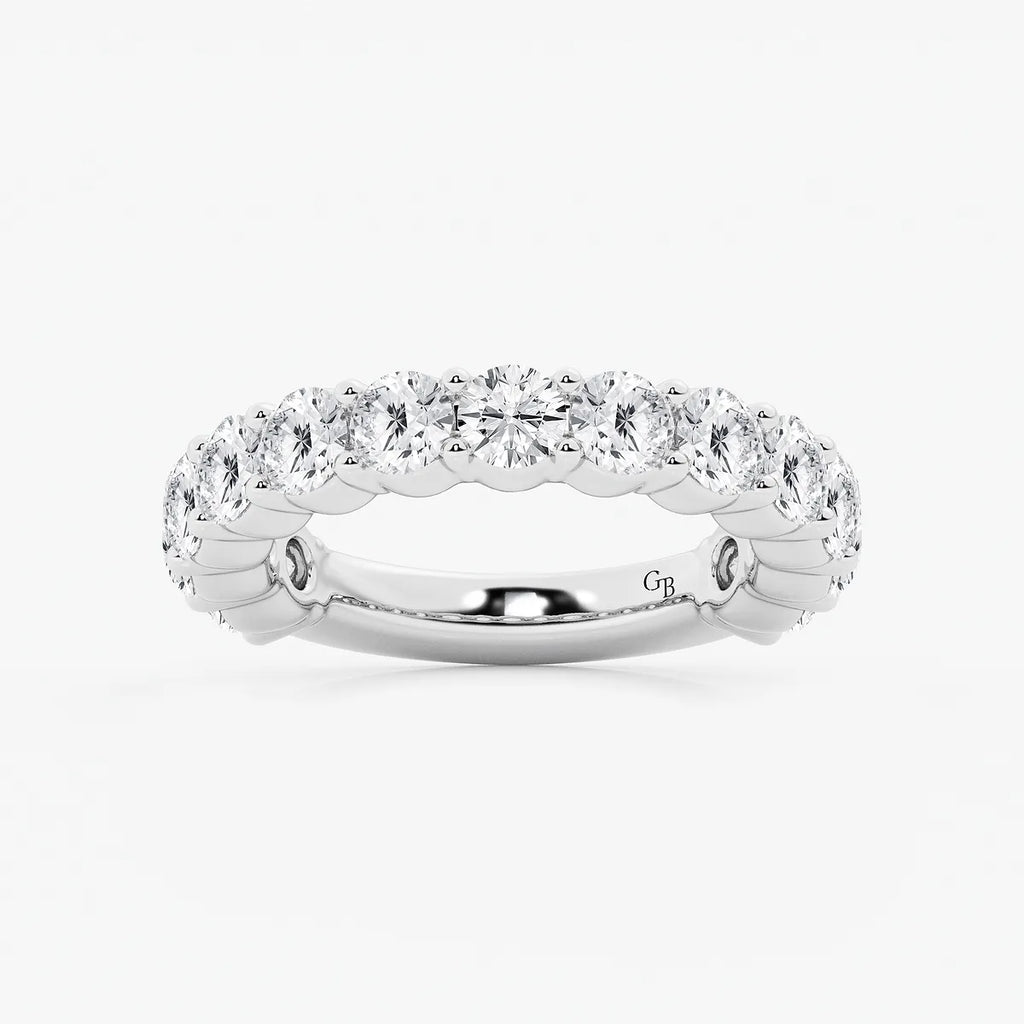 GWA036 - product video for 3 ctw Round Lab Grown Diamond Three Quarter Eternity Shared Prong Wedding Band