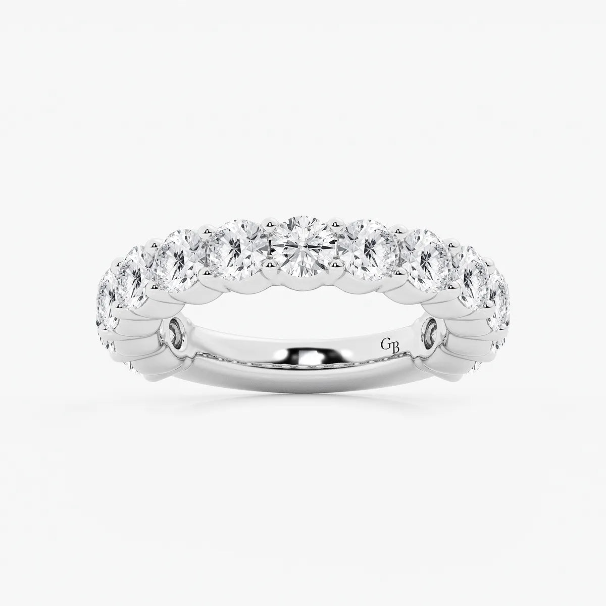 GWA036 - product video for 3 ctw Round Lab Grown Diamond Three Quarter Eternity Shared Prong Wedding Band