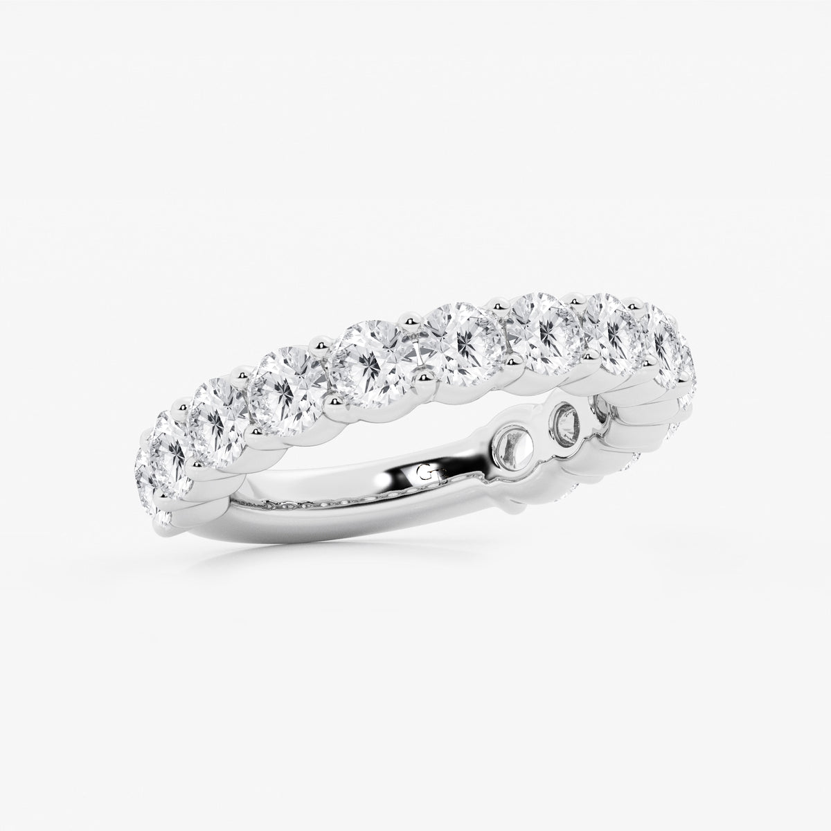 GWA036 - Additional Image 1 for  3 ctw Round Lab Grown Diamond Three Quarter Eternity Shared Prong Wedding Band
