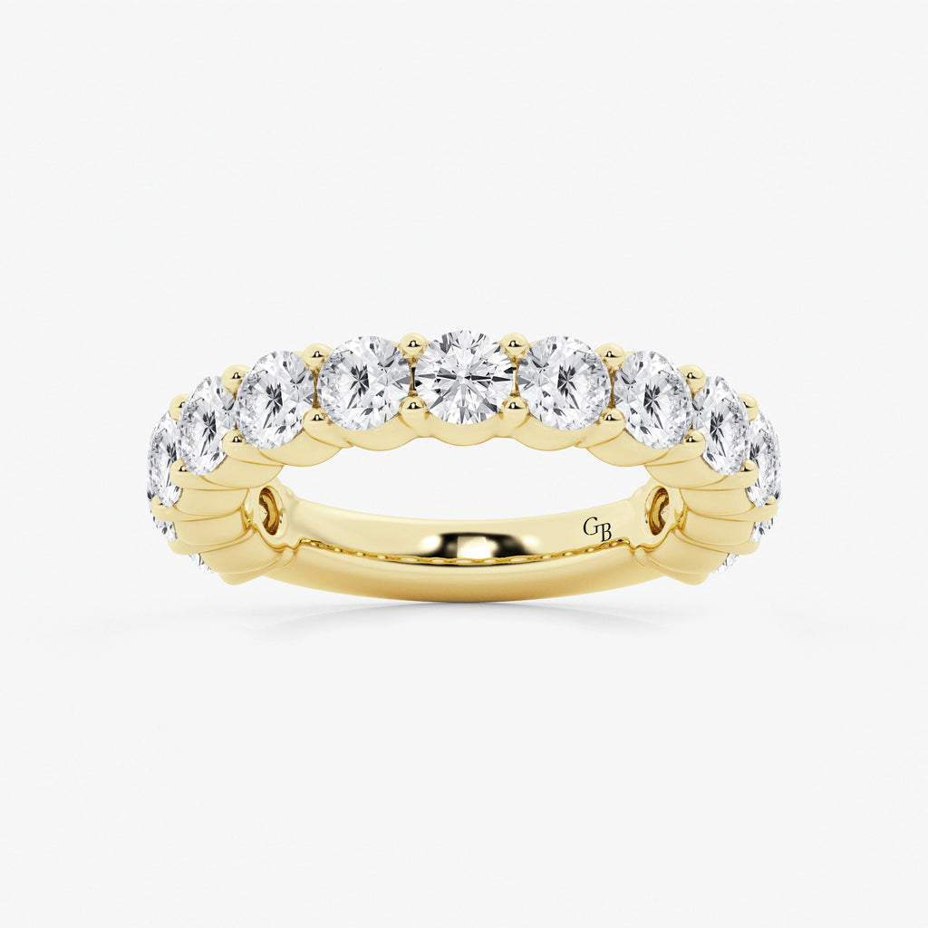 GWA036 - 3 ctw Round Lab Grown Diamond Three Quarter Eternity Shared Prong Wedding Band