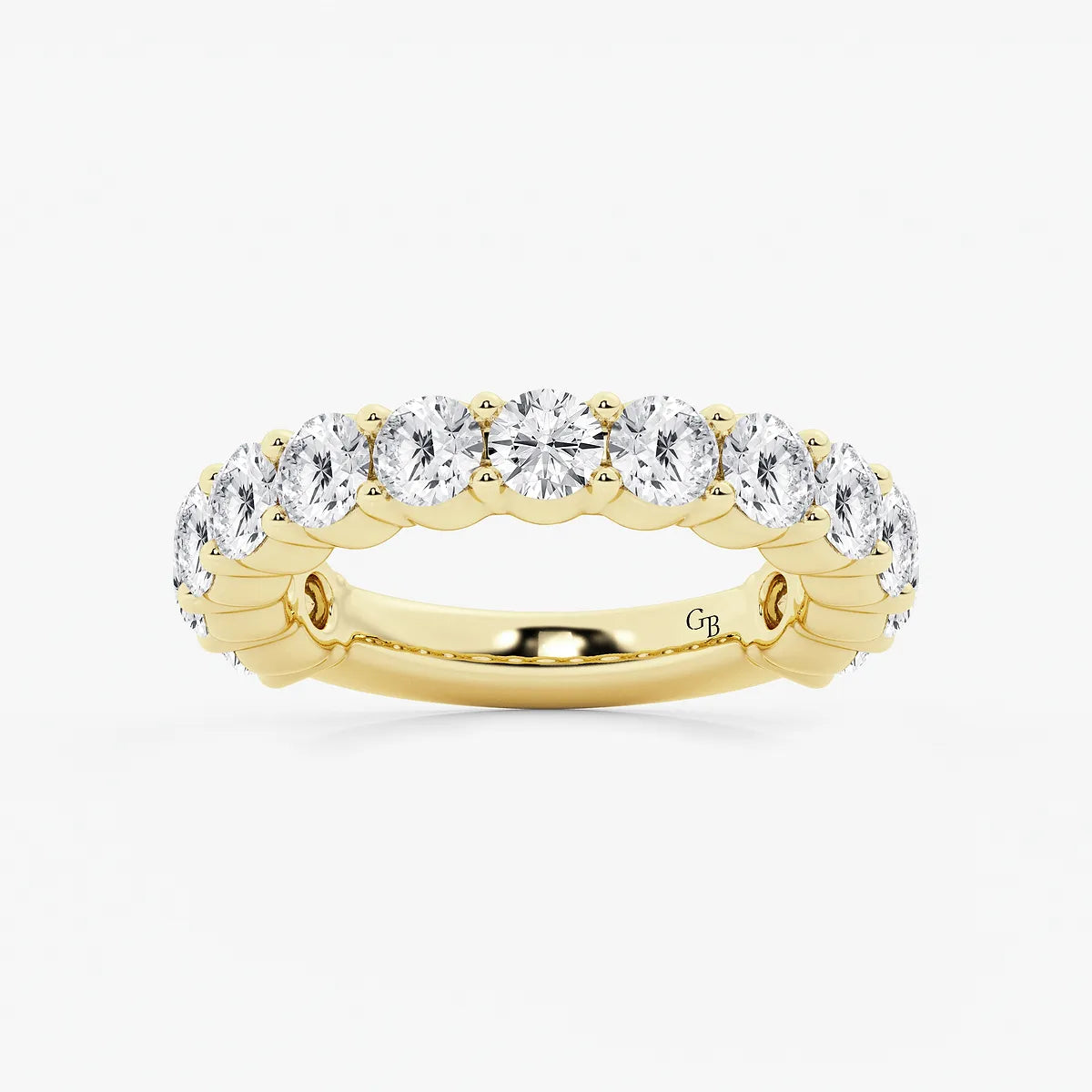 GWA036 - product video for 3 ctw Round Lab Grown Diamond Three Quarter Eternity Shared Prong Wedding Band