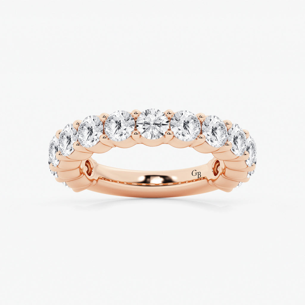 GWA036 - 3 ctw Round Lab Grown Diamond Three Quarter Eternity Shared Prong Wedding Band