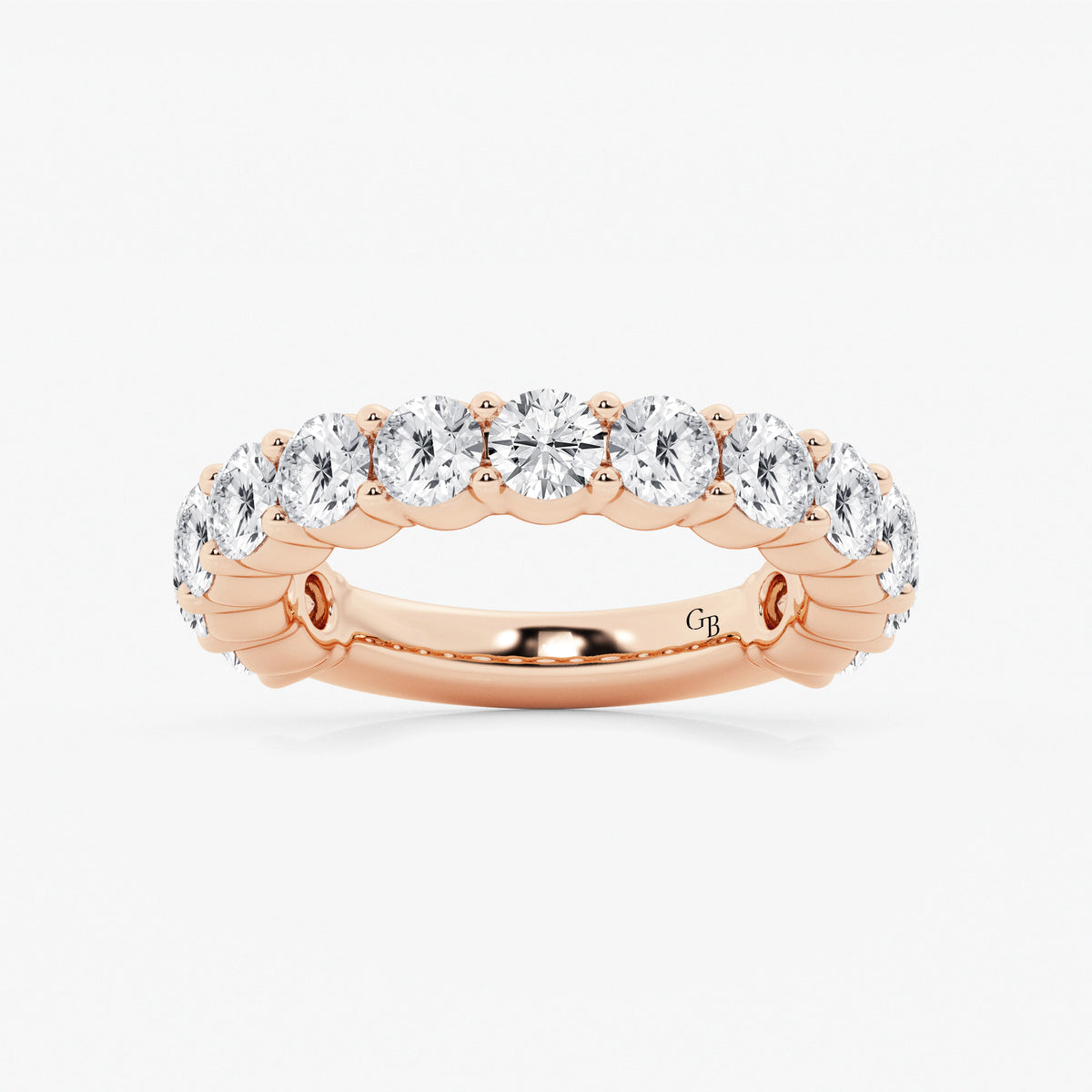 GWA036 - 3 ctw Round Lab Grown Diamond Three Quarter Eternity Shared Prong Wedding Band