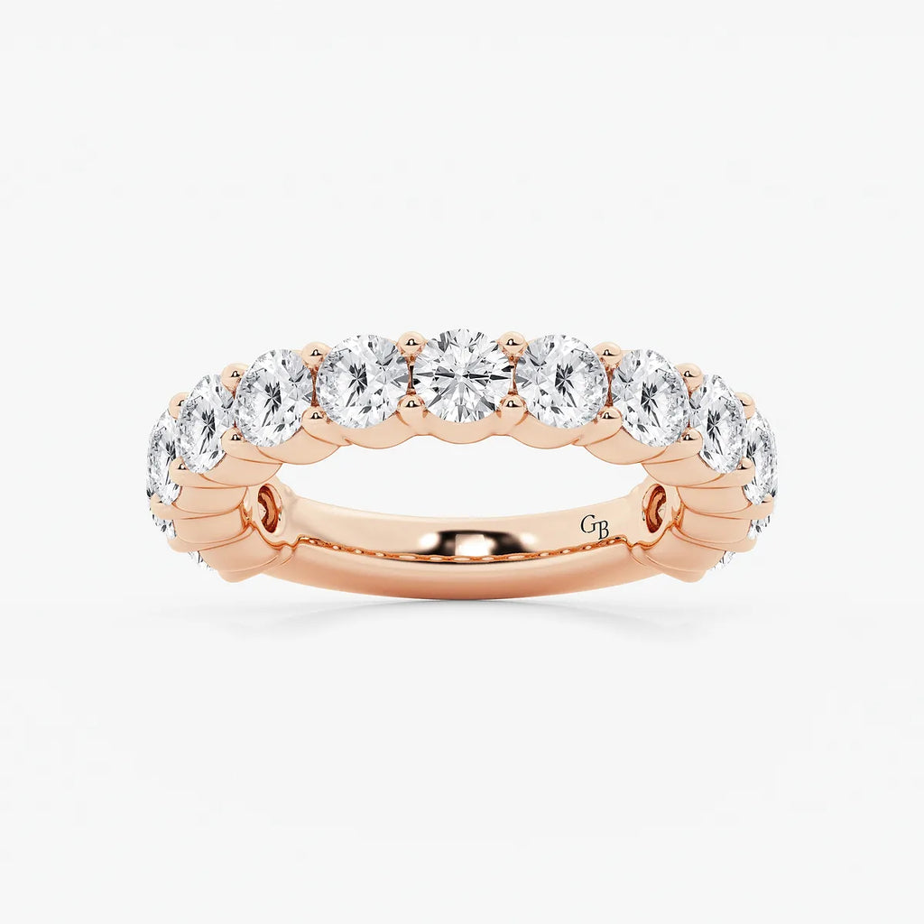 GWA036 - product video for 3 ctw Round Lab Grown Diamond Three Quarter Eternity Shared Prong Wedding Band
