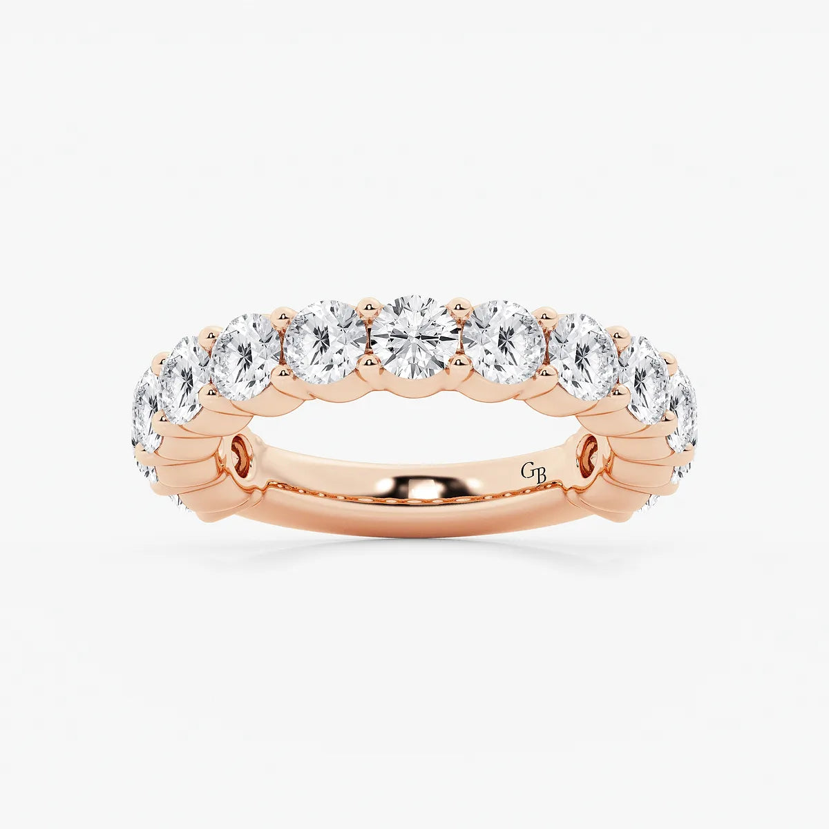 GWA036 - product video for 3 ctw Round Lab Grown Diamond Three Quarter Eternity Shared Prong Wedding Band