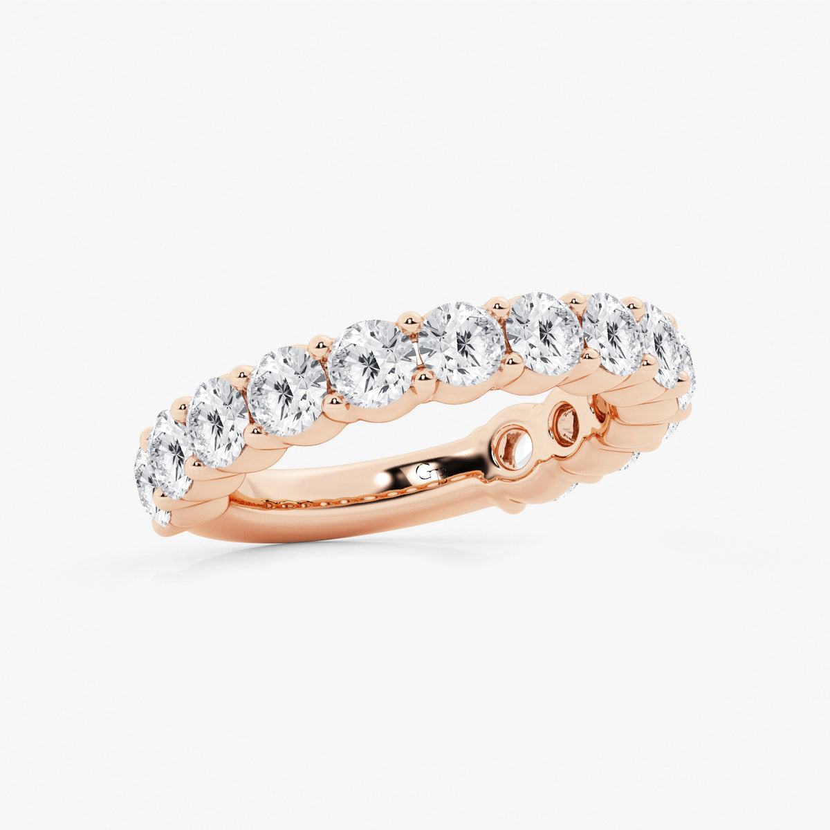 GWA036 - Additional Image 1 for  3 ctw Round Lab Grown Diamond Three Quarter Eternity Shared Prong Wedding Band