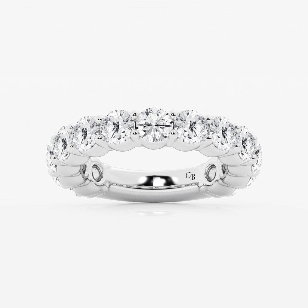 GWA036 - 4 ctw Round Lab Grown Diamond Three Quarter Eternity Shared Prong Wedding Band